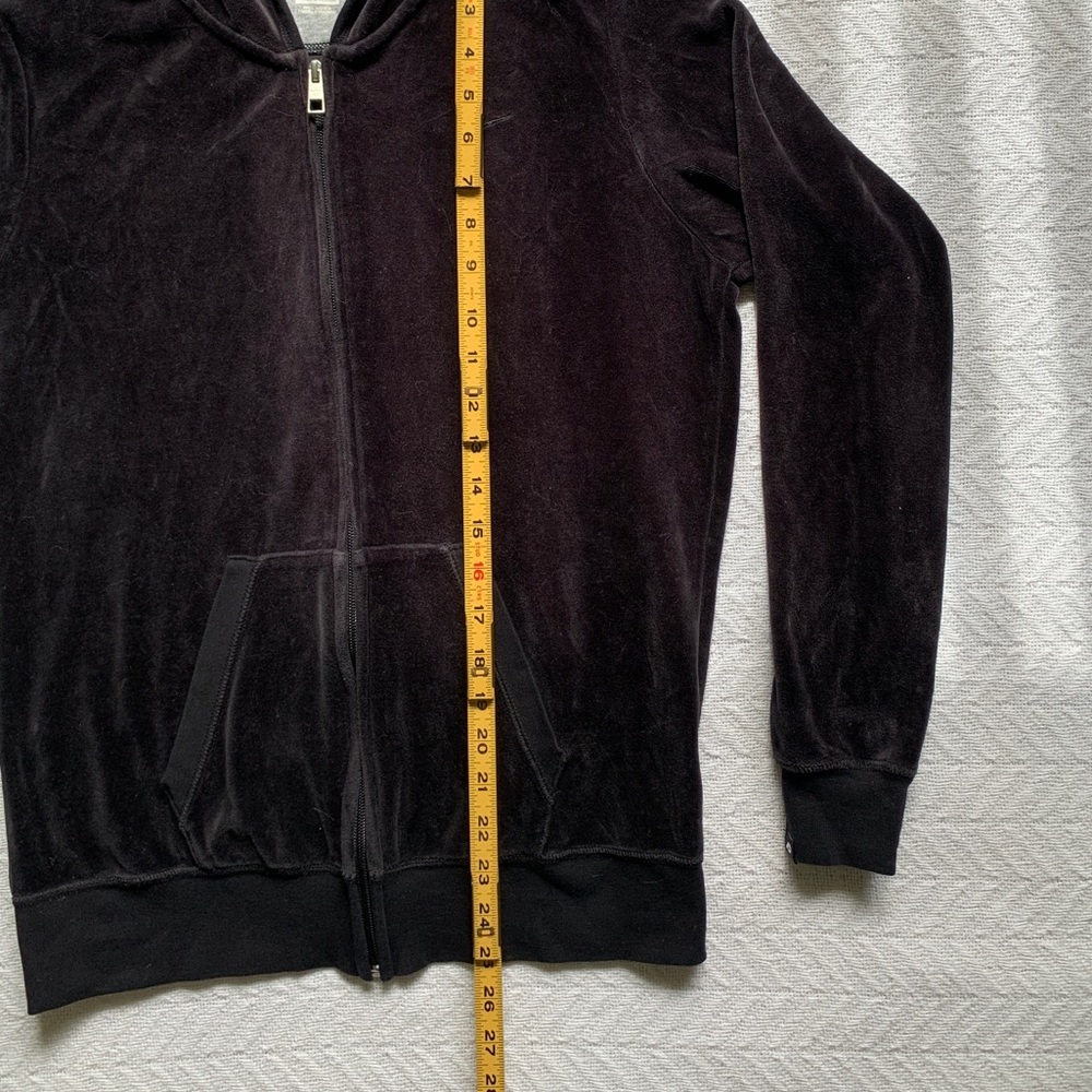 Vintage Nike Sweatshirt Womens Large Black‎ Velour Zip hoodie Y2K Hooded sweater - Picture 6 of 6